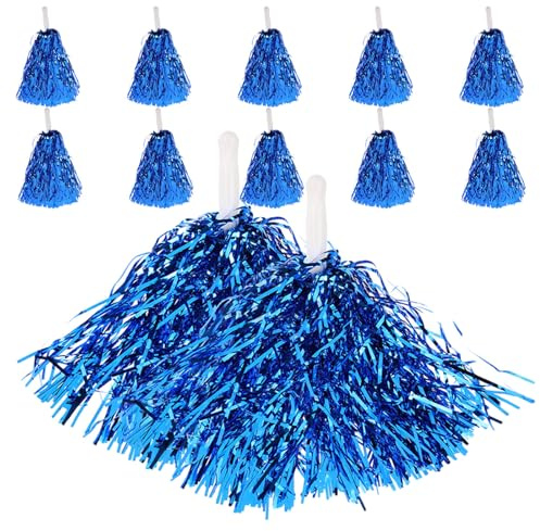 MAGICLULU Pompones de Animadora, Flores de Mano para Animadoras, 20 Pcs, Pet, Azul, para Competiciones de Porristas y Deportes Escolares, Mejora el Espíritu de Equipo