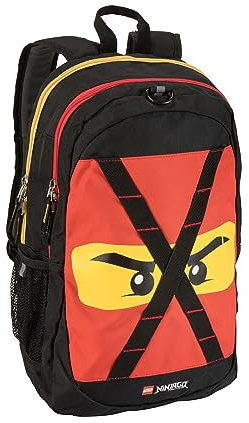 LEGO NINJAGO Future Kinder Schulrucksack Büchertasche für Reisen, Unterwegs, Schulanfang, Jungen und Mädchen, mit verstellbaren gepolsterten Trägern, Rot