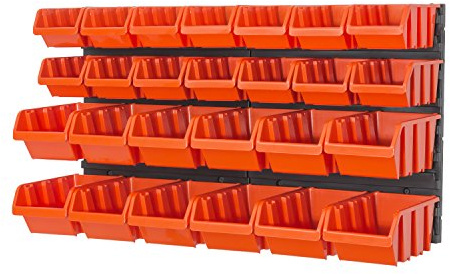 Prosperplast Wandregal Lagerregal Regale inkl. Stapelboxen Gr. 2, Gr. 3 orange Werkstatt