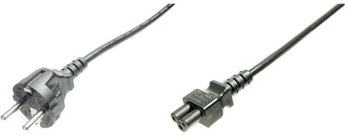 DIGITUS Cable de conexión a la red eléctrica, 0.75 m, CEE 7/7 (Tipo-F) a C5, enchufe, enchufe, H05VV-F3G, 0.75 mm²