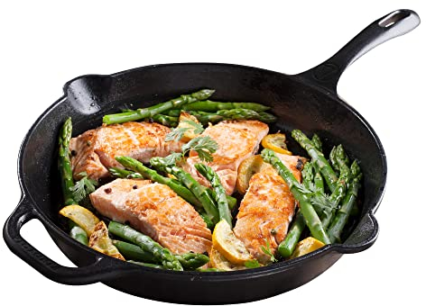 VICTORIA Seasoned Cast Iron Induction Frying Pan, 30 cm, Suitable for Stovetop, Barbecue, Oven, Ceramic Hob, Gas, Skillet Free of Toxic Substances, withoVut PTFE or PFOA