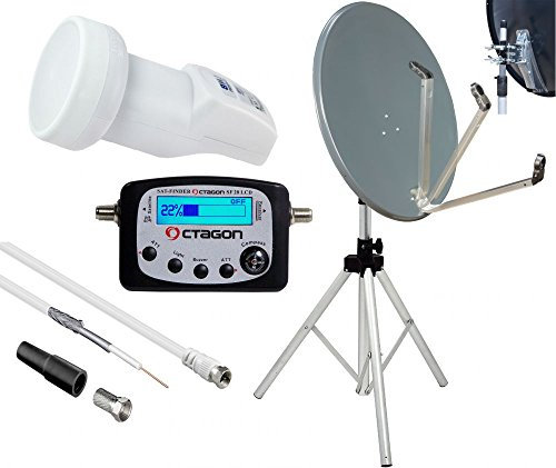 Camping Kit installation satellite 78 cm à accoudoirs Câble Pointeur satellite trépied LNB numérique Full HD