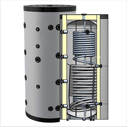 Hygienespeicher, Boiler mit Edelstahlwellrohr zur legionellenfreien Trinkwasseraufbereitung mit 1 zusätzlichen Wärmetauscher, Pufferspeicher, Trinkwasserspeicher 750 Liter