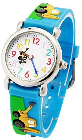 Mixe First Time Teacher Boys Girls Children Kids Analog Wrist Watch Cartoon 3D Band Environment Friendly Silicone (Truck)