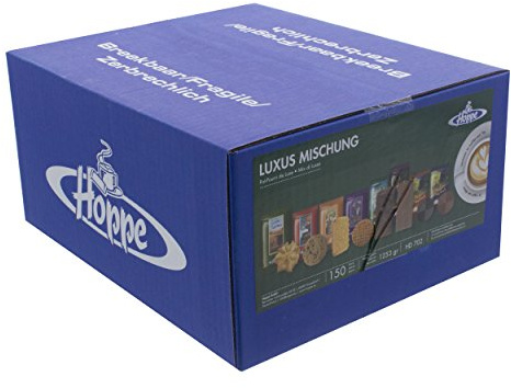Hoppe Luxus Mischung, Kekse, Plätzchen, 8 Sorten Gebäck, einzeln verpackt, 150 Stück, 1253g