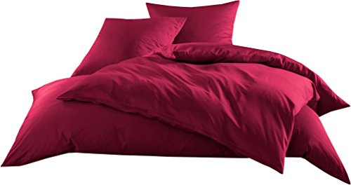 Bettwaesche-mit-Stil Mako-Satin Baumwollsatin Bettwäsche Uni einfarbig zum Kombinieren (Bettbezug 135 cm x 200 cm, Pink) viele Farben & Größen