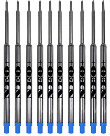 Venditore UK Set di ricariche per penne a sfera Waterman, a tratto medio e rullo morbido SET OF 10 BLUE INK