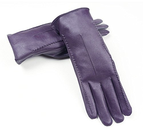 Long Keeper Women's Touchscreen Texting Driving Winter Warm PU Leather Gloves (Purple)(Size: M)