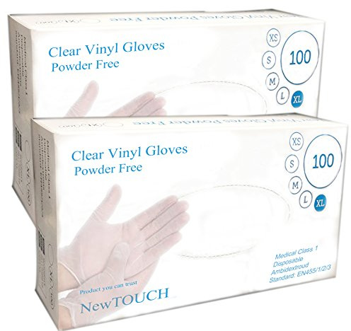 100 x Disposable Powder Free Clear Vinyl Gloves Examination Gloves AQL 1.5 Small Medium Large X-Large (2, X-Large)