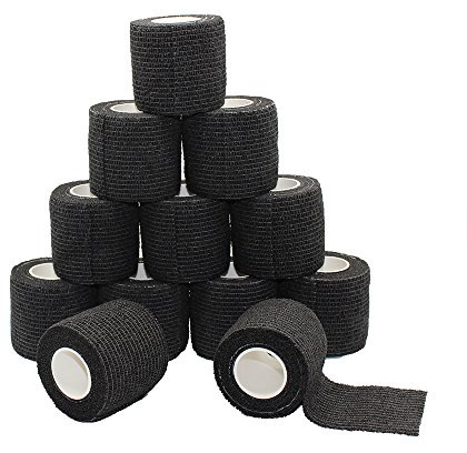 Fuluning, Tapeverband, Selbsthaftend Tape, stark Sport Tape für Handgelenk (5cm12Rolls, Black)
