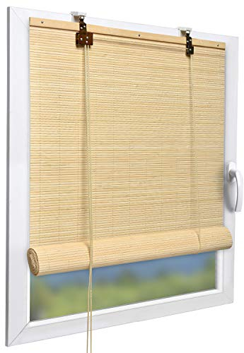 Sol Royal Bambusrollo 120 x 160cm SolDecor B86 - Sichtschutz Fenster Rollo Ohne Bohren - Raffrollo Bambus Inkl Klemmfix Träger - Holzrollo Natur mit Kindersicherheitsclip - Natur