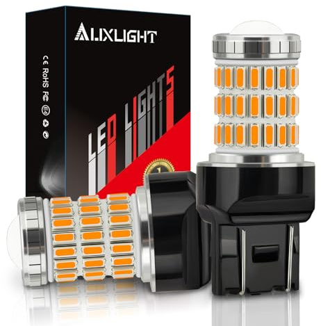 AUXLIGHT 7440 7441 7443 7444 T20 992 W21W LED Bulb Amber Yellow, Ultra Bright 60-SMD Replacement Need Extra Load Resistor for Blinker Lights, Turn Signal/Parking Lights, Brake/Tail Lights (Pack of 2)