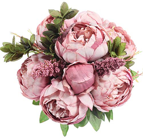 Veryhome Vintage Artificial Peony Silk Flowers Bouquets Wedding Decoration Home Table Kitchen Office Garden Bridal Greenery Plants (Cameo Brown Bud)