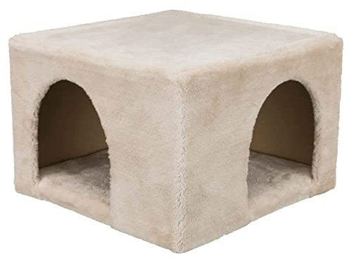 TRIXIE 63100 Kuschelhöhle mit 2 Ausgängen, Zwergkaninchen, 36 × 25 × 36 cm, beige