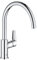 GROHE BauEdge – Single Lever Kitchen Mixer Tap (Monobloc Installation, High Spout, Swivel Area 360˚, 28 mm Ceramic Cartridge, Tails 3/8 inch), Easy Installation, Size 332 mm, Chrome, 31367001