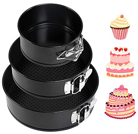 Ballery Tortiera Apribile, 3 Pezzi (11/18/22cm) Teglia a Molla Teglia da Forno Rotonda Torte Stampo per Torta a Cerniera/Set per Tortiere per Torta per Feste e Matrimoni