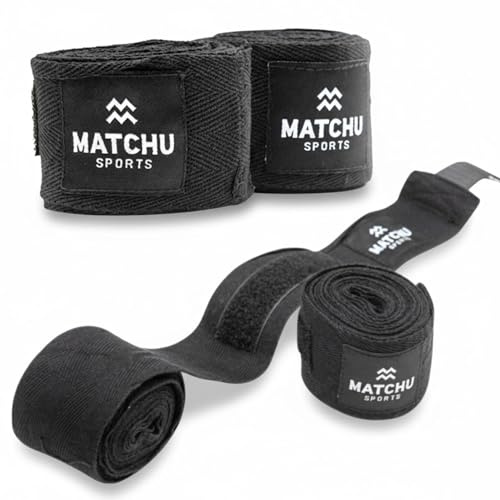 MATCHU - Bandagen Boxen - 350 cm - 2er-Set - 97% Baumwolle - Handgelenkstütze für Boxen, Kickboxen, Muay Thai und Karate – Atmungsaktiv und Maschinenwaschbar