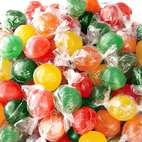 Sour Balls Hard Candy | 2 Pound Bag | Fruit Flavors | Old Fashioned Candy | Sour Candy Individually Wrapped | Lemon, Cherry, Lime, Orange Flavors for Candy Buffets, Parties & Jars