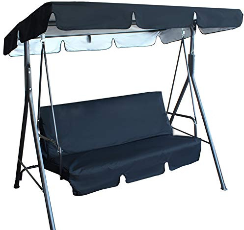 LICHENGTAI Ersatzdach für Hollywoodschaukel 3 Sitzer, Wasserdicht, Gartenschaukel Bezug für Hollywoodschaukel/Hängematte, wasserdichtes Dach für Gartenschaukel, Schwarz