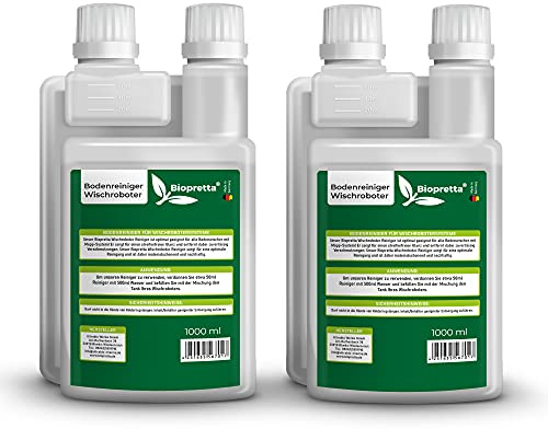 Biopretta Bodenreiniger für Wischroboter Set 2 x 1000ml mit Dosierhilfe Reiniger Konzentrat sehr ergiebig und Ökologisch!