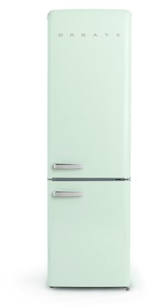 CREATE / FRIDGE STYLANCE/Frigorífico Combi 244L Verde pastel/Diseño y estilo Retro Vintage, Materiales resistentes, Práctica y funcional, 90W
