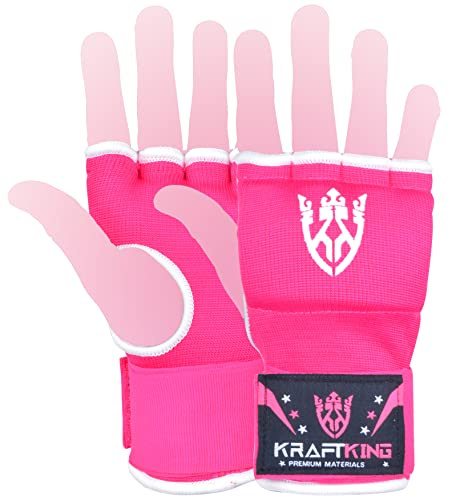 Kraftking Boxbandage inre handskar med handledsrem handledsbandage inre grappling träningshandskar (L, rosa)