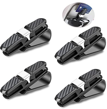 Ruikdly Brillenhalter für Auto 4 Stück Auto Brillenhalter Clip 180° Rotational Brillen Clip mit Karten Clip Sonnenbrillen Brillenhalter Passt Gut Auto Sonnenschutzblende