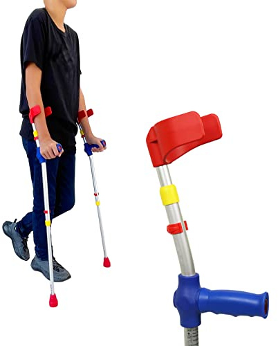 PEPE Mobility Krücken Kinder bunt, Unterarmgehstützen 71-92 cm (2 Stück) | Leichtes Aluminium, Nur 450 g Eigengewicht, Ergonomischer Kindergriff, Reflektoren, 11 Stufen, Made in Germany