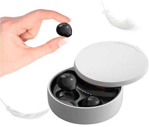 Xmenha Invisible Earphones, Sleep Ear Buds, True Wireless Earbuds for Small Ear Sleeping Bluetooth 5.1 Headphones in-Ear Earpiece 36 Playtime Built-in Mic with Charging Case for iPhone Android Black