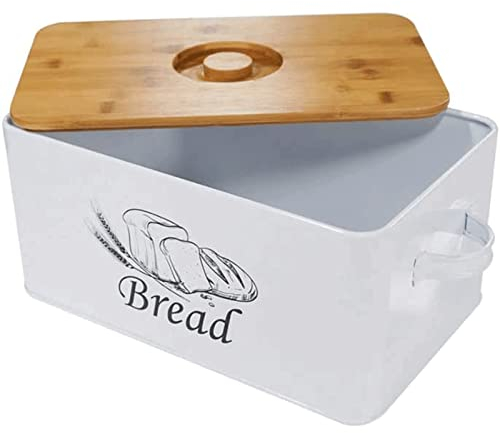 ABGRC Cocina Panera Panera de Metal, panera Moderna de Granja, contenedor de Almacenamiento de Pan, Soporte de Pan con Tapa de Tabla de Cortar para Cortar Pan Minimalista