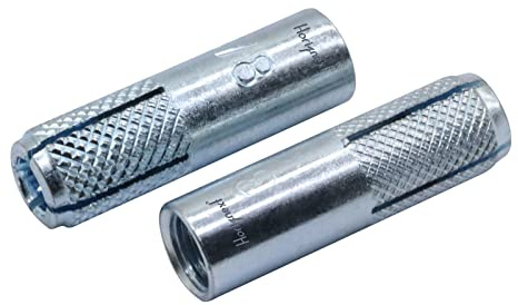 Horiznext 3/8 Zoll x 1-4/7 Zoll Drop-In-Anker, verzinkter Karbonstahl-Dehnungshülsen-Schrauben-Set für Beton-Trockenbau (50 Stück)