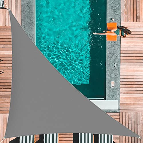 Sunal Triangle Sun Shade Sails 4×4×5.7m, Waterproof Shade Sail for Garden, 95% UV Blocking Outdoor Sun Shade Shade Canopy with Free Rope for Outdoor Garden Pergola Patio Party Backyard Lawn, Grey