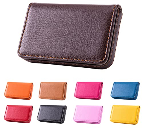 Waylipun Visitenkartenetui, PU-Leder Premium Visitenkartenhalter, mit Magnetverschluss, zur Schonenden ​Aufbewahrung Ihrer Karte, Visitenkarten Etui für Damen und Herren (Kaffee)