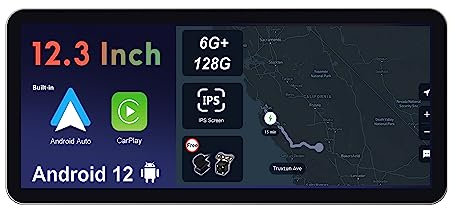 JOYX - 6G + 128G – 12,3 tum Android 12 IPS bilradio passar Seat Ibiza 6J (2009–2014) – trådlös CarPlay/Android Auto/DSP – kamera och MIC – 2 Din – DAB rattkontroll fast båt 360-kamera 1920 x 720P