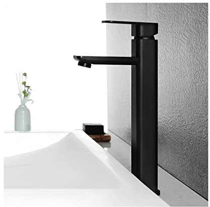 Bathroom Faucet Single Handle Bathroom Sink Faucet Countertop Installation, Basin Mixer Tap Hot and Cold Adjustable, for Kitchens, Washstand and Motorhomes, Brass, Black,style 2