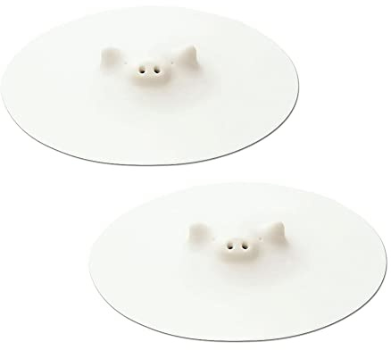 Piggy Steamer Microwave Lid 6.9 in - Set of 2 - Multipurpose for Steaming, Covering, and Opening Jars - White