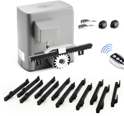 CO-Z 280W Kit Automazione Cancello Scorrevole, Motore Cancello Scorrevole per Porte Fino a 600kg 12 m con 2 Telecomandi, Cremagliera 12x0.33M e Sensori a Infrarossi per Giardino Garage