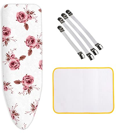 Housse Table à Repasser pour Centrale Vapeur, XXL 160x60 cm 100% coton Housse de Planche a Repasser 4 Clips de Fixation, Housse Table a Repasser Montage Rapide pour Home & Hotel
