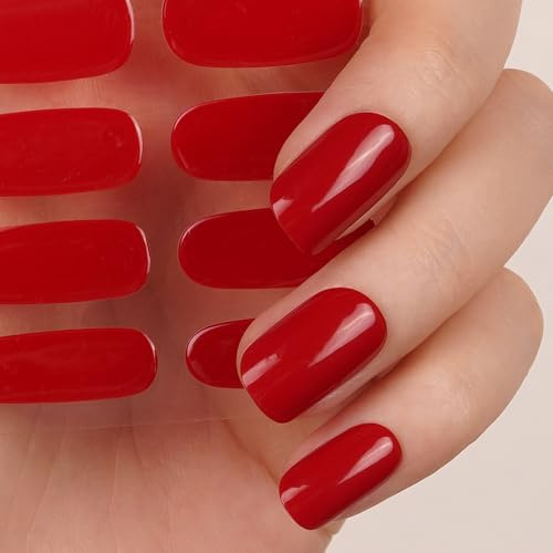 DANNI & TONI Halb ausgehärtete Gel Nagelfolien (Scarlet Delight) Scharlachrot uv gel nagelfolie Goldglitzer Nageldesign nagelfolie uv härtend Wraps 28 Aufkleber