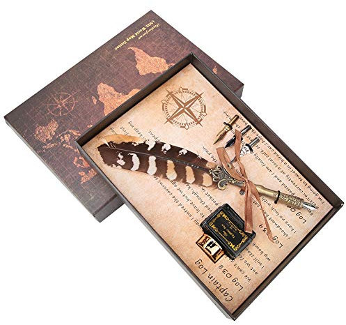 Juego De Plumas Vintage, Plumas Suaves Y Bifurcadas, Punta Tallada, Pluma De Latón Sedoso, Botella De Vidrio Para Tinta, Herramientas De Escritura Retro Y Elegantes