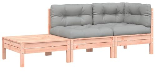 vidaXL Gartensofa mit Kissen und Fußhocker Massivholz Douglasie