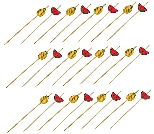 Cabilock 100 Uds Palillos De Cóctel Brochetas De Cóctel Fiesta Hawaiana Palo De Comida Decoración De Sandía Decoración Amaderada Pastel De Piña Postre Cóctel Selecciones Fruta Recoger Bebé