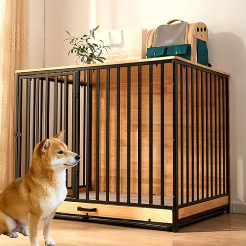 PJDDP Hundekäfig Für Den Innenbereich, Beistelltisch Für Haustiere, Hundebox Aus Holz Im Möbelstil Mit Türen Und Herausnehmbarem Tablett, Hundehütte, Haustierkäfig Für Mittelgroße/Große Hunde,L