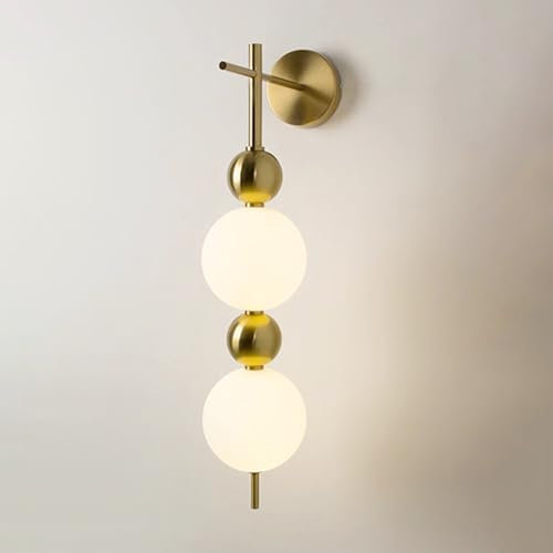 Jadssox Globus-Wandleuchte, Moderne goldene Wandleuchte, LED-Wandleuchte mit weißer Acrylkugel, Wohnzimmer-Wandleuchter, Schlafzimmer-Nachttischlampen, festverdrahtete Wandleuchten