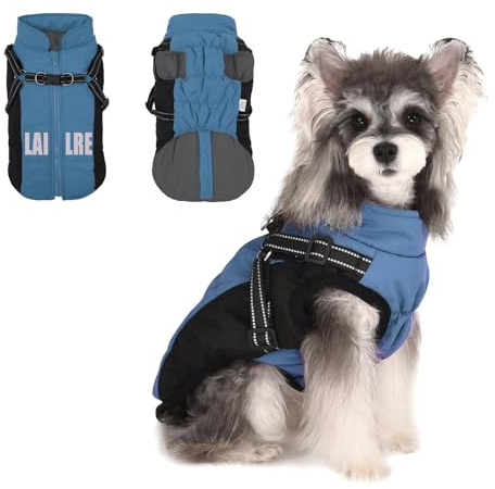 Lairle Hundemantel Hundejacke Hund Wintermantel wasserdichte Hundemantel Hundegeschirr Mantel Kleiner Hundemantel Winter Hundemantel mit Geschirr für kleine mittlere große Hunde