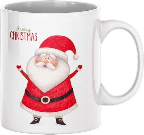 artup Weihnachtstasse Weihnachtsmann - Tasse zu Weihnachten - Kaffeetasse Weihnachten aus Keramik in Weiß - ca. 330 ml spülmaschinengeeignet - in Handarbeit in Deutschland bedruckt