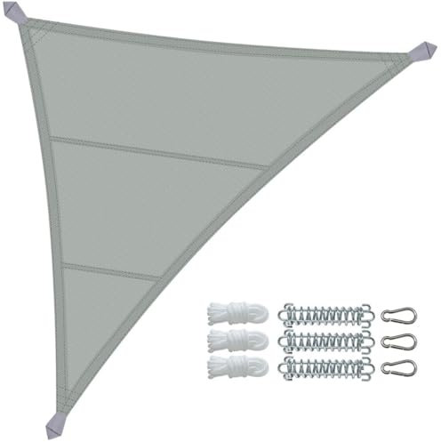 VOUNOT® Vela Ombreggiante Impermeabile Triangolare 5x5x5m, Tenda da Sole per Esterno in Polyester con Kit di Fissaggio, Protezione UV 95%, Vele Ombreggianti per Giardino, Balcone, Terrazza, Grigio
