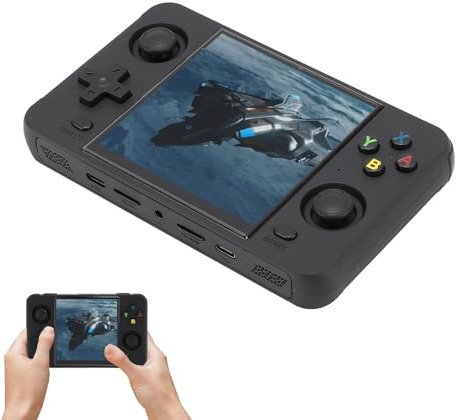 Dpofirs Consola de Juegos Portátil, RK3566 Arm Quad Core Retro Gaming con Pantalla IPS de 4 Pulgadas, 4000 MAh y 6 Horas de Duración de la Batería, Alta Resolución 720x720 y (16G y 128G)