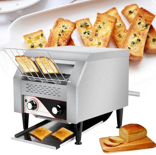 SAIYERUS Tostadora de Cinta Industrial (Potencia: 2.600 W, Velocidades: 7, Espera, panecillos, Pan, hasta 300/450 rebanadas de Pan Tostado por Hora),300PCS/Hour