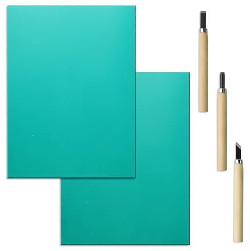 TOPCZY 2 Stück Linoleum Platte A4, linoldruck Platte Set, Linoleum schnitzset doppelseitig, leicht zu schnitzen, Linoldruck Platte Sicherheit Präzises Drucken für Druckgrafiken Kunsthandwerk DIY